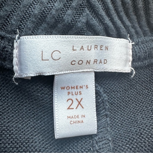 LC Lauren Conrad Women's Mock Neck Sweater Dress‎ Ruffled Black Size 2X - Picture 11 of 12